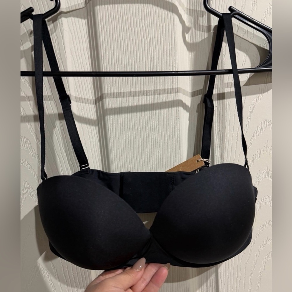 skims ultimate push up strapless onyx bra 34c